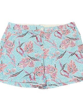 Crown & Ivy Shelby Shorts 16W Pink Blue Tropical Floral Dot Birds of Paradise